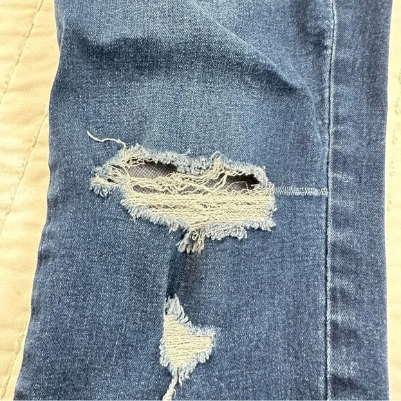 Juicy Couture Y2K Los Angeles California Dark Blue Distressed Skinny Jeans - Picture 9 of 13